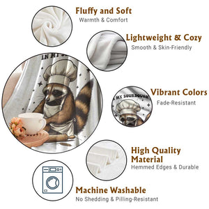 In My Sourdough Era Throw Blanket Funny Raccoon Baker TS14 Print Your Wear