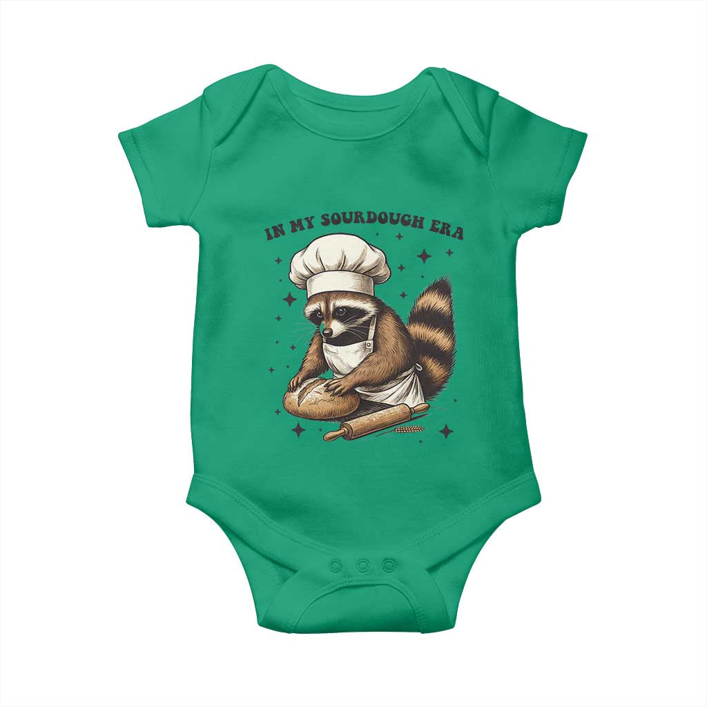 In My Sourdough Era Baby Onesie Funny Raccoon Baker TS14 Irish Green Print Your Wear