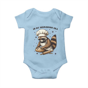 In My Sourdough Era Baby Onesie Funny Raccoon Baker TS14 Light Blue Print Your Wear