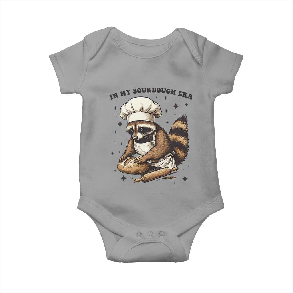 In My Sourdough Era Baby Onesie Funny Raccoon Baker TS14 Sport Gray Print Your Wear