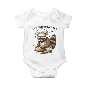 In My Sourdough Era Baby Onesie Funny Raccoon Baker TS14 White Print Your Wear