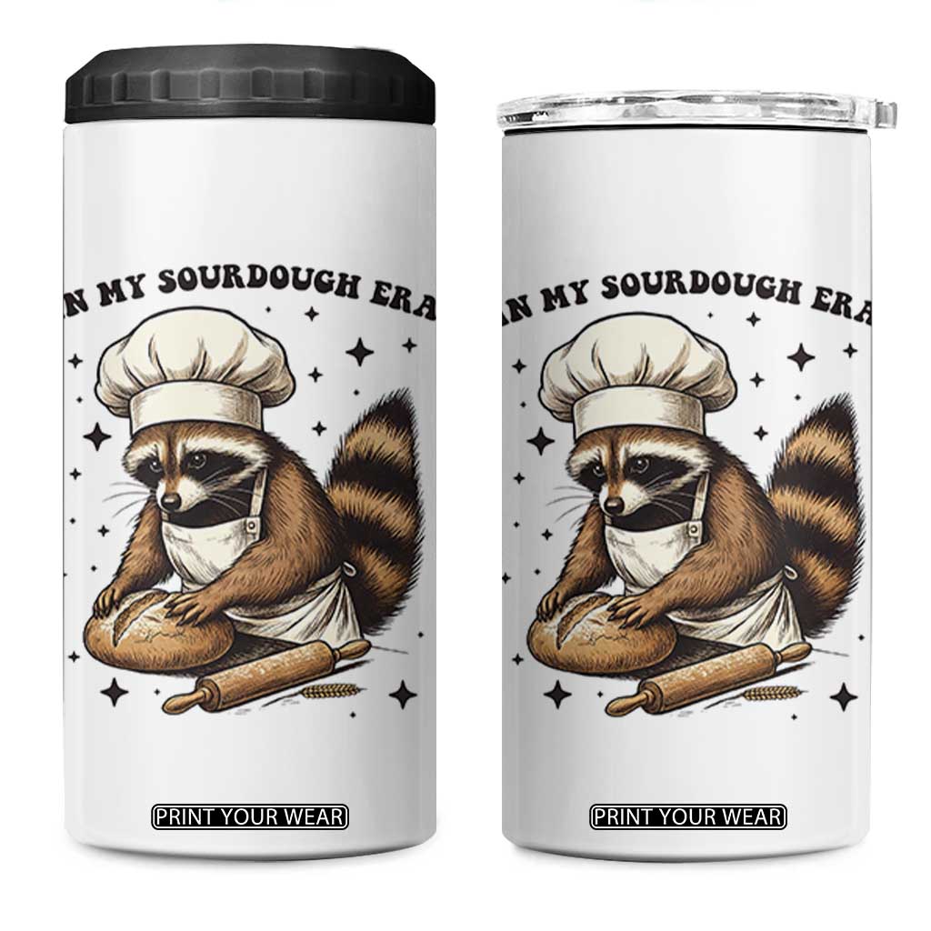 In My Sourdough Era 4 in 1 Can Cooler Tumbler Funny Raccoon Baker TS14 One Size: 16 oz White Print Your Wear
