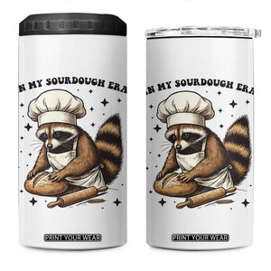 In My Sourdough Era 4 in 1 Can Cooler Tumbler Funny Raccoon Baker TS14 One Size: 16 oz White Print Your Wear