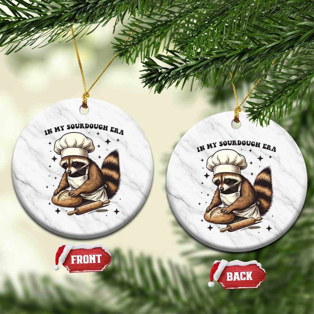 In My Sourdough Era Ceramic Ornament Funny Raccoon Baker TS14 1pc White Marble Print Your Wear