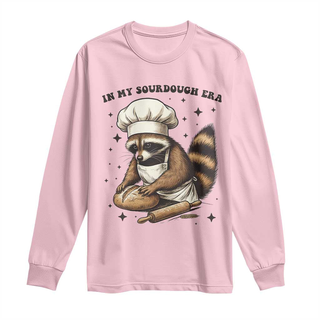In My Sourdough Era Long Sleeve Shirt Funny Raccoon Baker TS14 Light Pink Print Your Wear