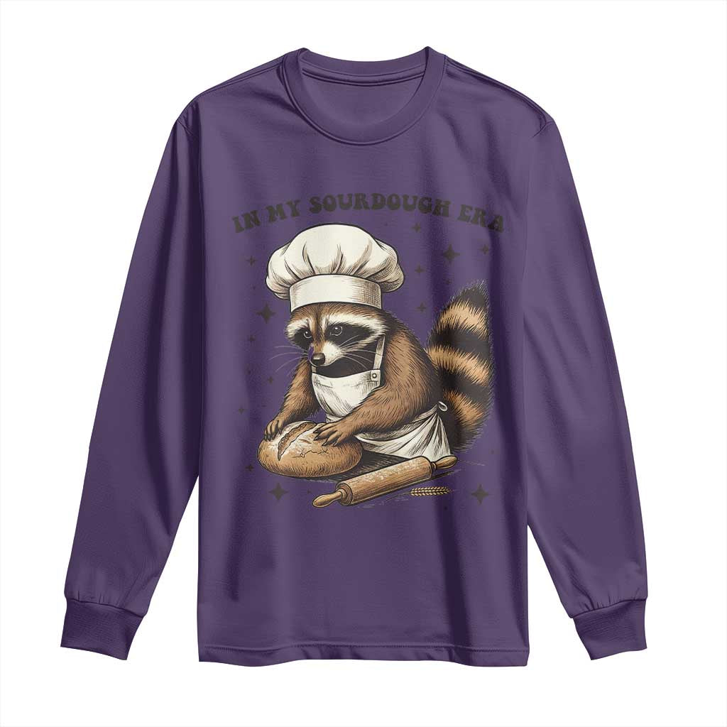 In My Sourdough Era Long Sleeve Shirt Funny Raccoon Baker TS14 Purple Print Your Wear