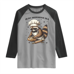 In My Sourdough Era Raglan Shirt Funny Raccoon Baker TS14 Sport Gray Black Print Your Wear