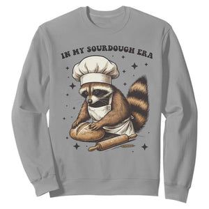 In My Sourdough Era Sweatshirt Funny Raccoon Baker TS14 Sport Gray Print Your Wear