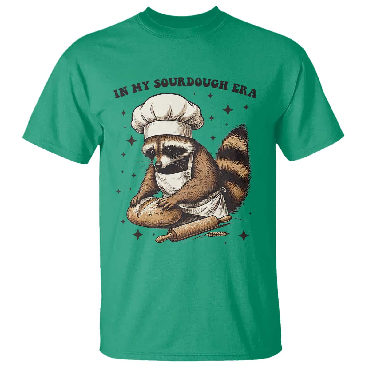 In My Sourdough Era T Shirt Funny Raccoon Baker TS14 Irish Green Print Your Wear