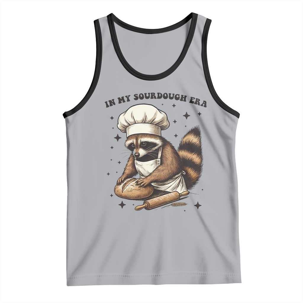 In My Sourdough Era Tank Top Funny Raccoon Baker TS14 Athletic Heather Black Print Your Wear