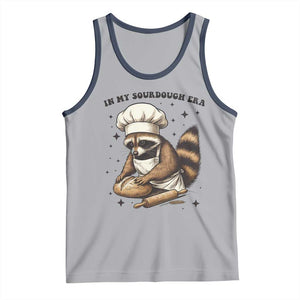 In My Sourdough Era Tank Top Funny Raccoon Baker TS14 Athletic Heather Navy Print Your Wear