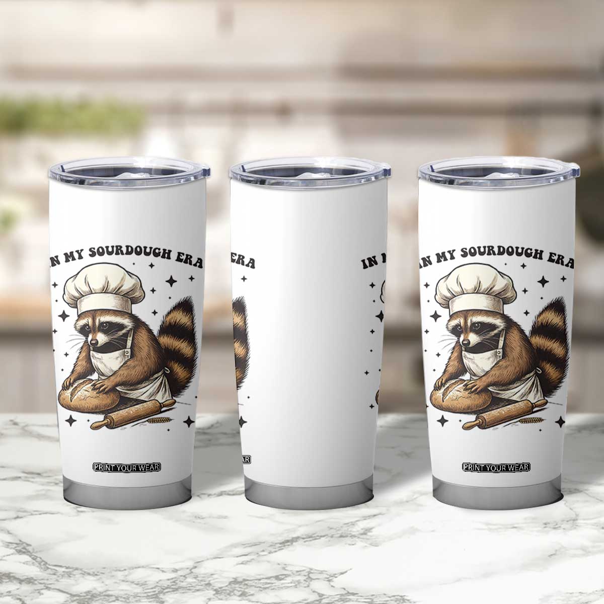 In My Sourdough Era Tumbler Cup Funny Raccoon Baker TS14 Print Your Wear