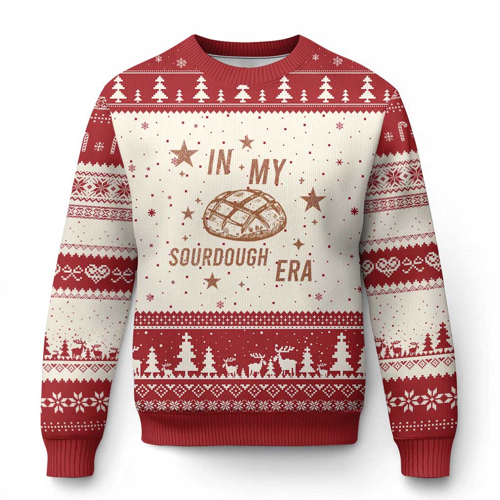 In My Sourdough Era Ugly Christmas Sweater Funny Baking Bread Lover TS14 Beige Red Print Your Wear