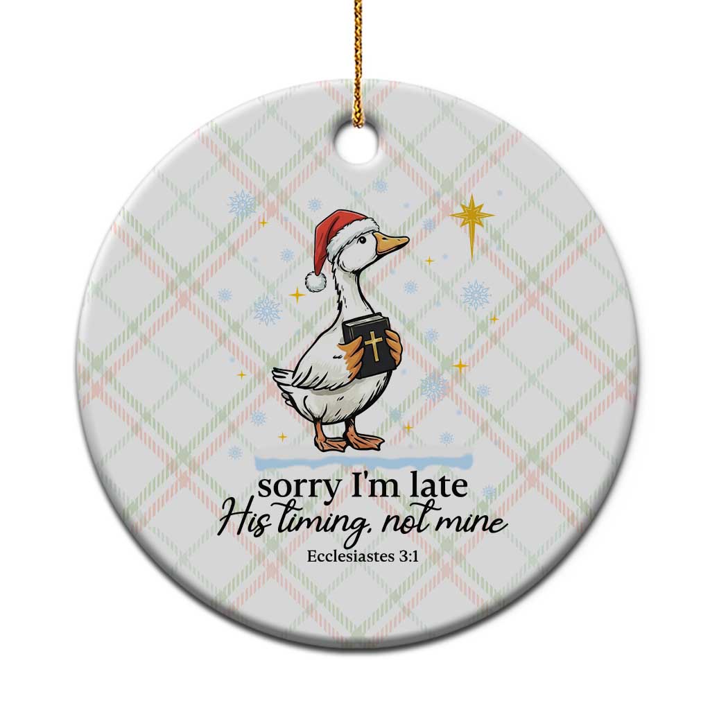 Christian Goose Ceramic Ornament Sorry I Am Late His Timing Not Mine TS14 1pc Christmas Plaid Print Your Wear