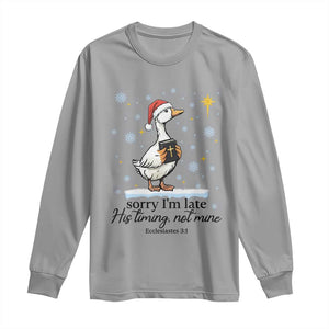 Christian Goose Long Sleeve Shirt Sorry I Am Late His Timing Not Mine TS14 Sport Gray Print Your Wear