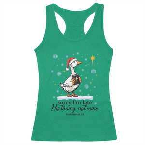 Christian Goose Racerback Tank Top Sorry I Am Late His Timing Not Mine TS14 Irish Green Print Your Wear