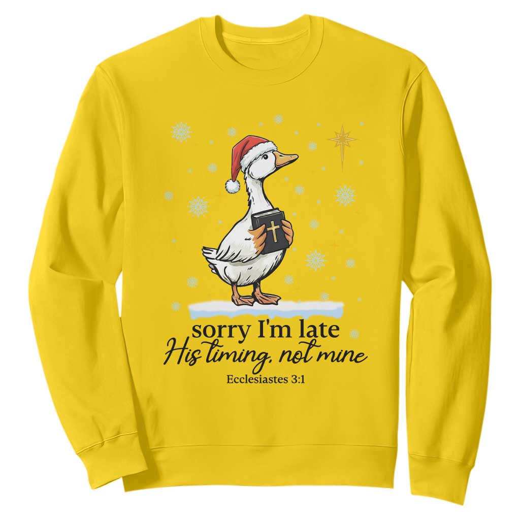 Christian Goose Sweatshirt Sorry I Am Late His Timing Not Mine TS14 Daisy Print Your Wear
