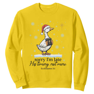 Christian Goose Sweatshirt Sorry I Am Late His Timing Not Mine TS14 Daisy Print Your Wear