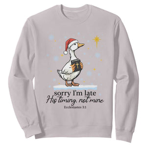Christian Goose Sweatshirt Sorry I Am Late His Timing Not Mine TS14 Ice Gray Print Your Wear