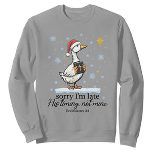 Christian Goose Sweatshirt Sorry I Am Late His Timing Not Mine TS14 Sport Gray Print Your Wear