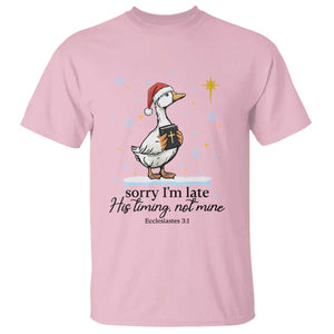 Christian Goose T Shirt Sorry I Am Late His Timing Not Mine TS14 Light Pink Print Your Wear
