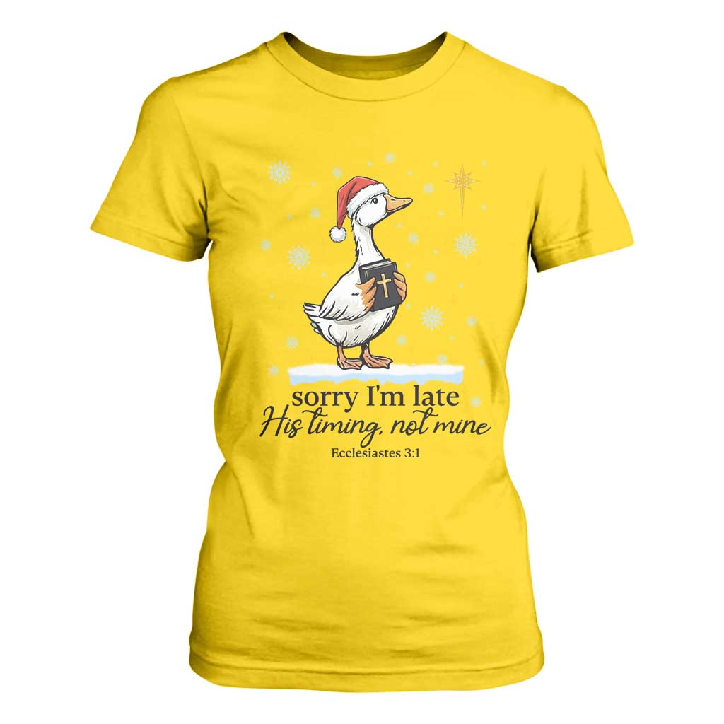 Christian Goose T Shirt For Women Sorry I Am Late His Timing Not Mine TS14 Daisy Print Your Wear