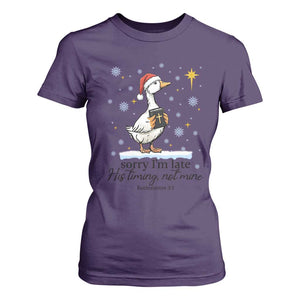 Christian Goose T Shirt For Women Sorry I Am Late His Timing Not Mine TS14 Purple Print Your Wear