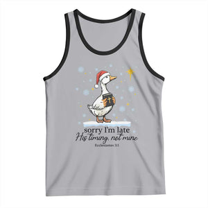 Christian Goose Tank Top Sorry I Am Late His Timing Not Mine TS14 Athletic Heather Black Print Your Wear