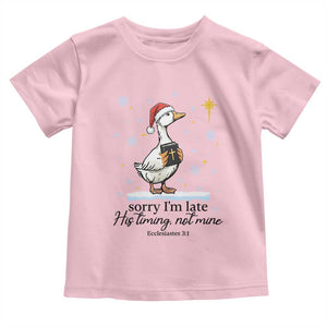 Christian Goose Toddler T Shirt Sorry I Am Late His Timing Not Mine TS14 Light Pink Print Your Wear