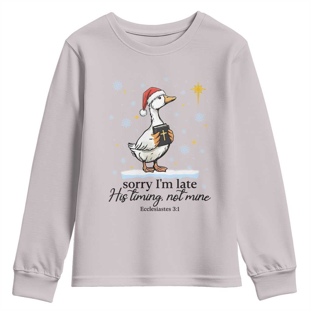 Christian Goose Youth Sweatshirt Sorry I Am Late His Timing Not Mine TS14 Ice Gray Print Your Wear