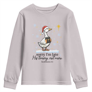 Christian Goose Youth Sweatshirt Sorry I Am Late His Timing Not Mine TS14 Ice Gray Print Your Wear