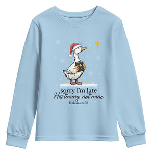 Christian Goose Youth Sweatshirt Sorry I Am Late His Timing Not Mine TS14 Light Blue Print Your Wear