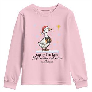Christian Goose Youth Sweatshirt Sorry I Am Late His Timing Not Mine TS14 Light Pink Print Your Wear