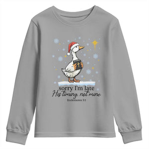 Christian Goose Youth Sweatshirt Sorry I Am Late His Timing Not Mine TS14 Sport Gray Print Your Wear