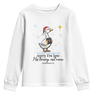 Christian Goose Youth Sweatshirt Sorry I Am Late His Timing Not Mine TS14 White Print Your Wear