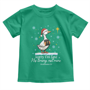 Christian Silly Goose Toddler T Shirt Sorry I Am Late His Timing Not Mine TS14 Irish Green Print Your Wear