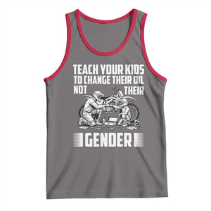 Teach Your Kids To Change Their Oil Not Their Gender Tank Top Funny Mechanic Dad Political Satire TS14 Deep Heather Red Print Your Wear