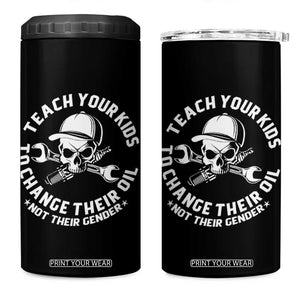 Teach Your Kids To Change Their Oil Not Their Gender 4 in 1 Can Cooler Tumbler Funny Mechanic Dad Political Satire Humor TS14 One Size: 16 oz Black Print Your Wear