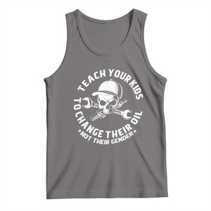 Teach Your Kids To Change Their Oil Not Their Gender Tank Top Funny Mechanic Dad Political Satire Humor TS14 Deep Heather Print Your Wear