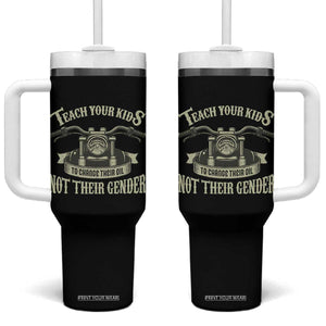 Teach Your Kids to Change Their Oil Not Their Gender Tumbler With Handle Funny Mechanic Dad Political Satire TS14 One Size: 40 oz Black Print Your Wear