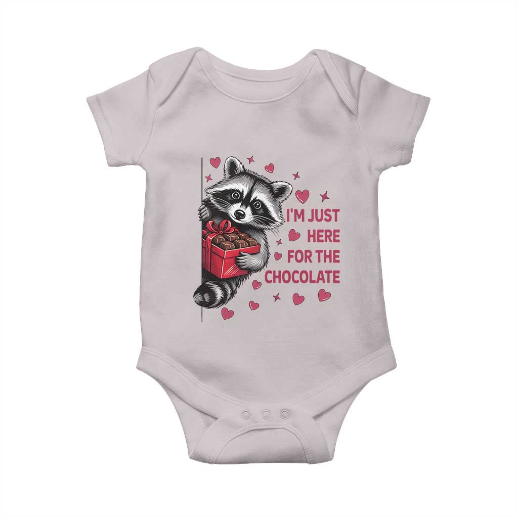 Valentine Racoon Trash Panda Baby Onesie I'm Just Here For The Chocolate TS14 Ice Gray Print Your Wear