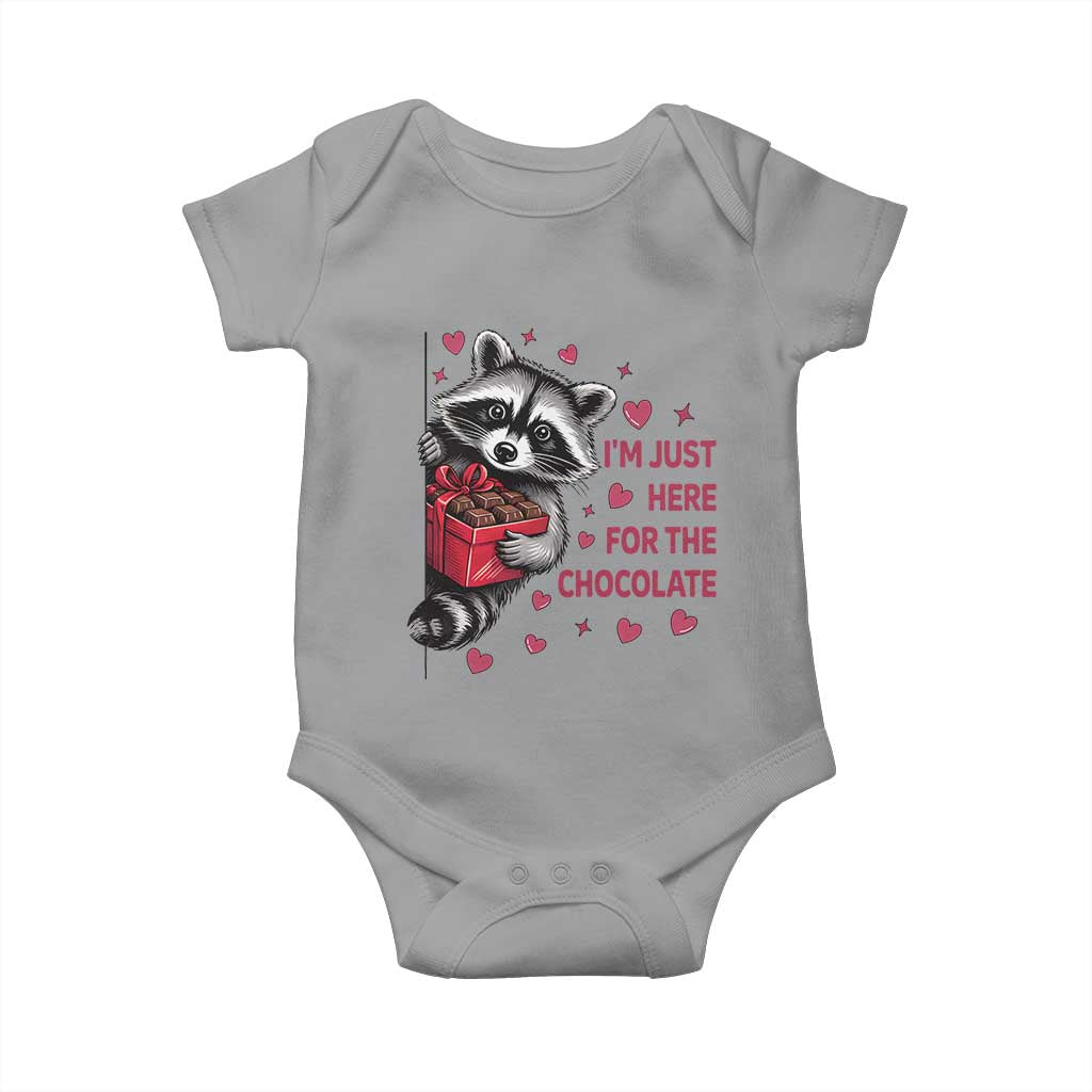 Valentine Racoon Trash Panda Baby Onesie I'm Just Here For The Chocolate TS14 Sport Gray Print Your Wear