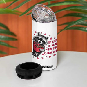 Valentine Racoon Trash Panda 4 in 1 Can Cooler Tumbler I'm Just Here For The Chocolate TS14 Print Your Wear