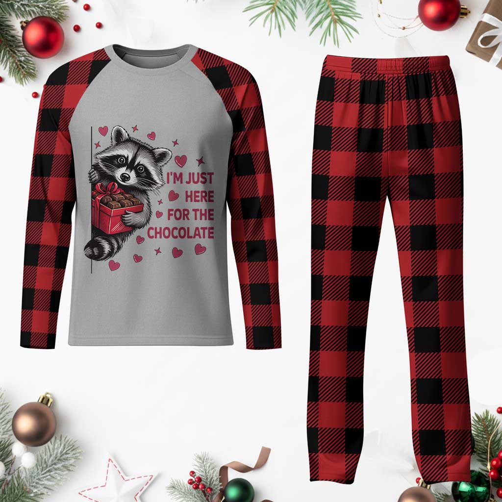 Valentine Racoon Trash Panda Plaid Pajama Set I'm Just Here For The Chocolate TS14 Buffalo Plaid Print Your Wear
