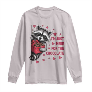 Valentine Racoon Trash Panda Long Sleeve Shirt I'm Just Here For The Chocolate TS14 Ice Gray Print Your Wear
