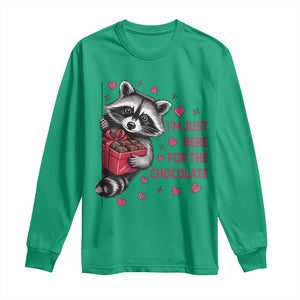 Valentine Racoon Trash Panda Long Sleeve Shirt I'm Just Here For The Chocolate TS14 Irish Green Print Your Wear