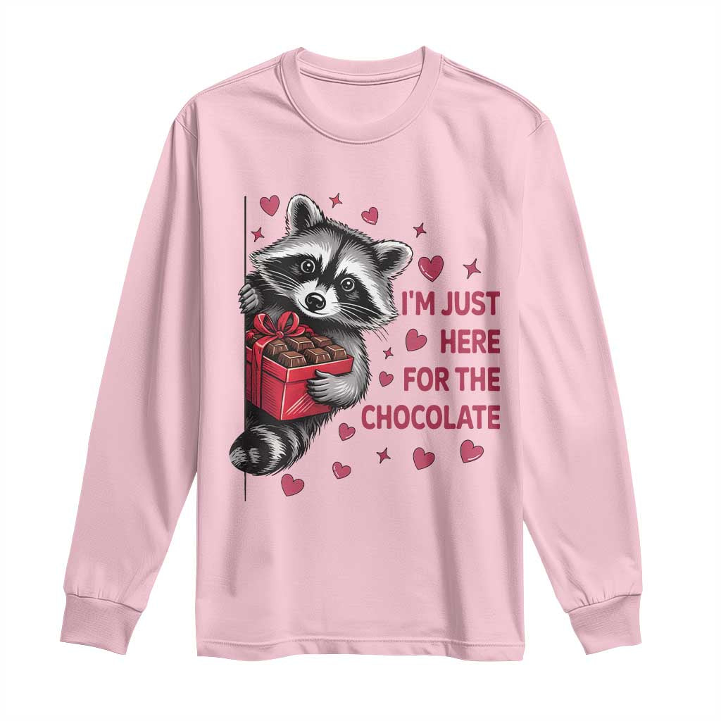Valentine Racoon Trash Panda Long Sleeve Shirt I'm Just Here For The Chocolate TS14 Light Pink Print Your Wear