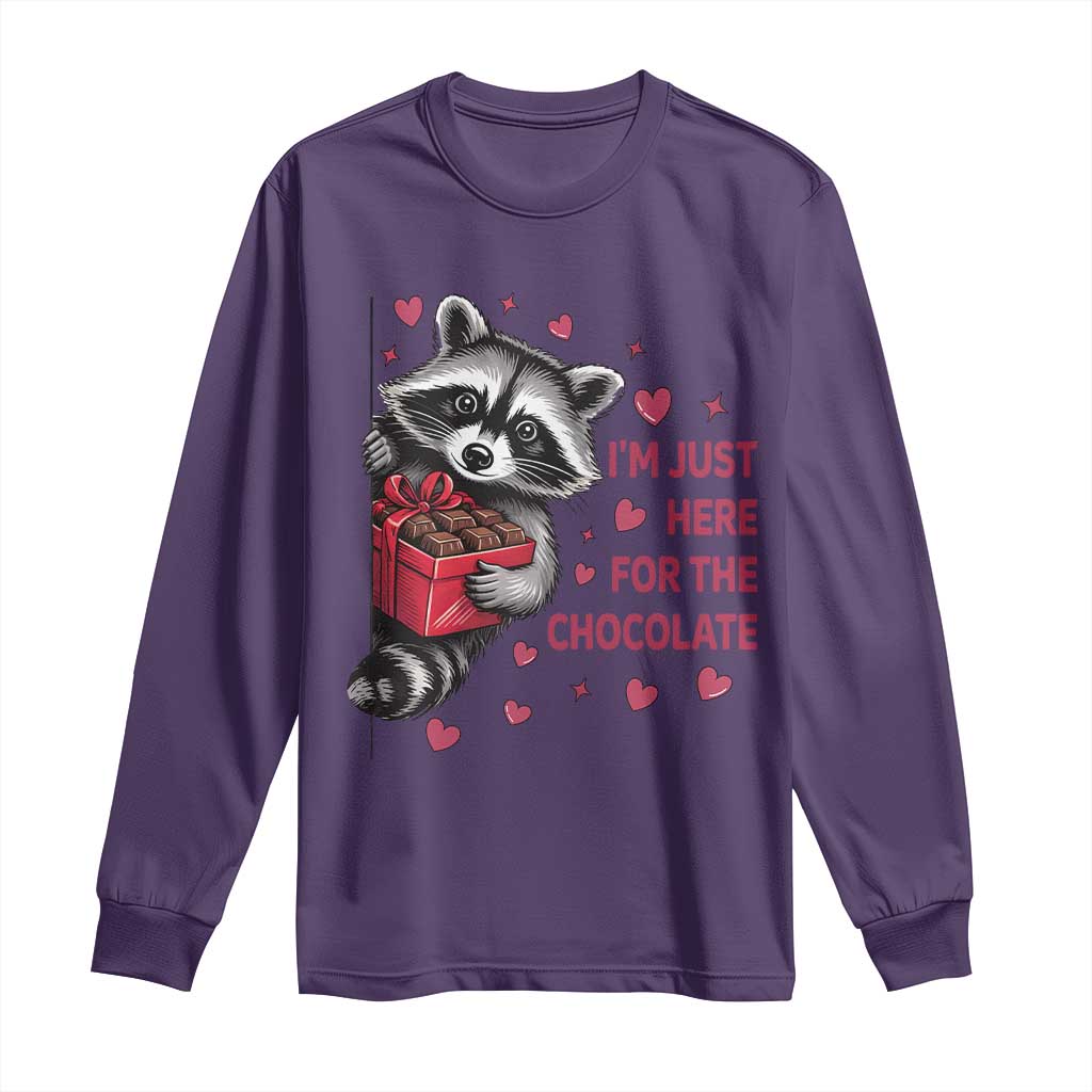 Valentine Racoon Trash Panda Long Sleeve Shirt I'm Just Here For The Chocolate TS14 Purple Print Your Wear
