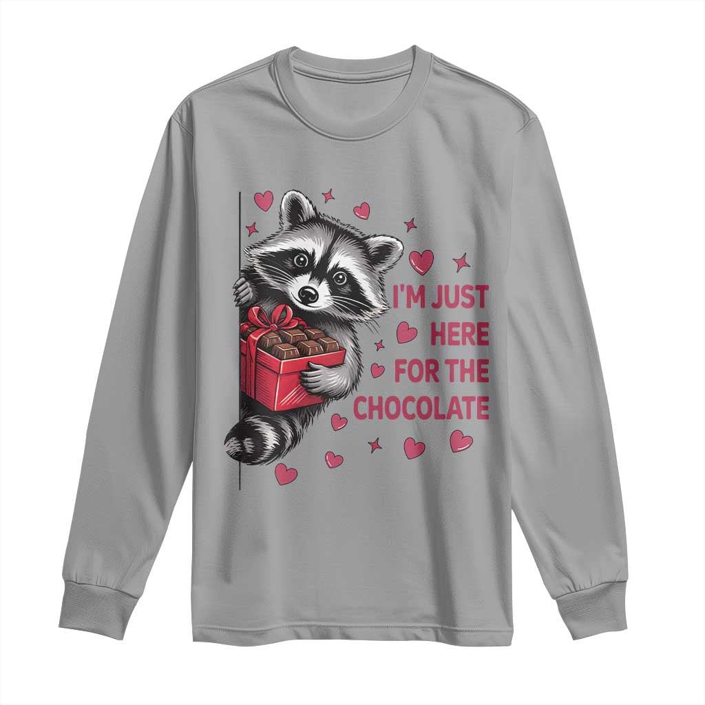 Valentine Racoon Trash Panda Long Sleeve Shirt I'm Just Here For The Chocolate TS14 Sport Gray Print Your Wear