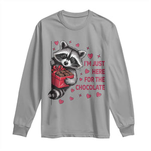 Valentine Racoon Trash Panda Long Sleeve Shirt I'm Just Here For The Chocolate TS14 Sport Gray Print Your Wear